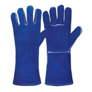 Kevlar-Stitched Blue Cow Split Welding Gloves